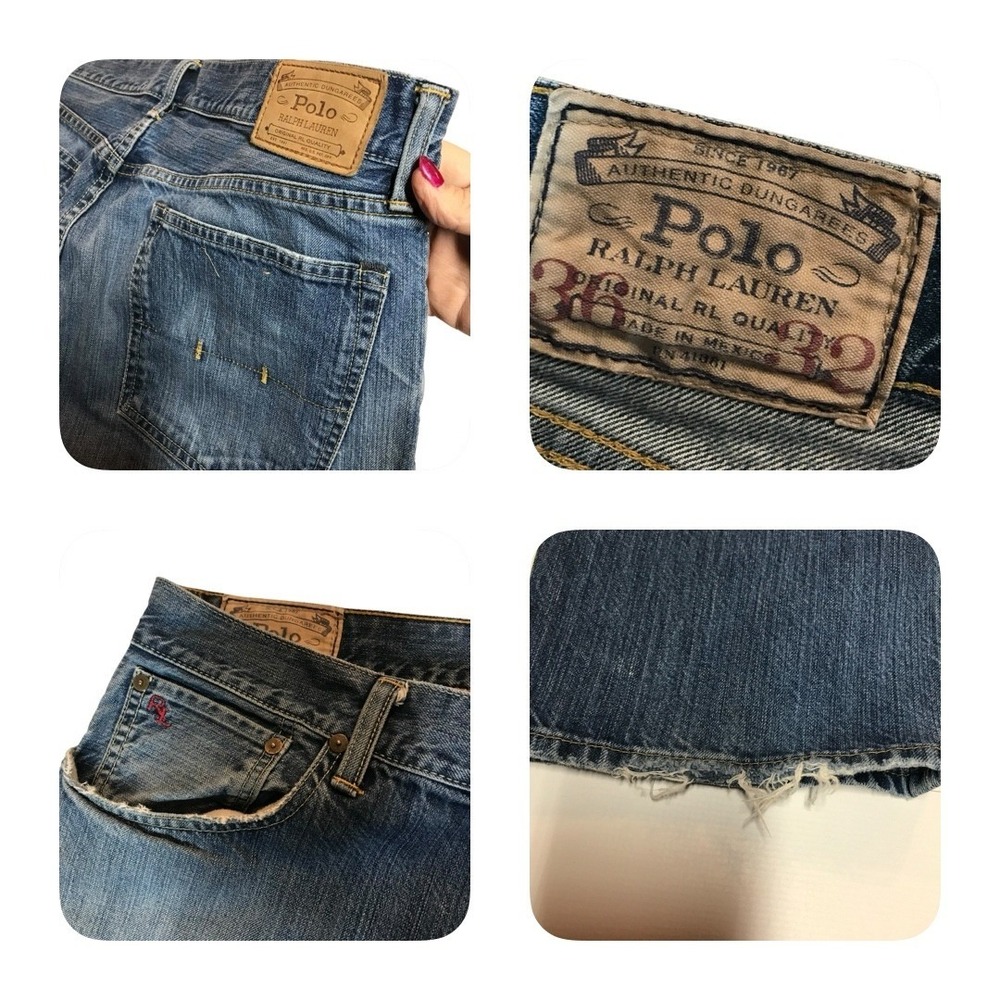 Polo Ralph Lauren Authentic Dungarees Mens‎ Blue Straight Leg Denim Jeans 36x32 - Picture 4 of 16